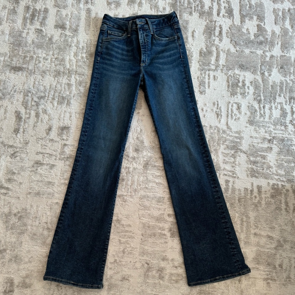 Joes high rise flare dark denim jeans, size small